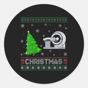 Womens Mri Tech Xmas Tree Lighting Ugly Christmas Classic Round Sticker