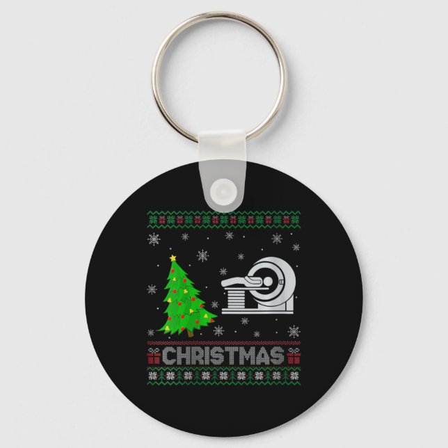 Womens Mri Tech Xmas Tree Lighting Ugly Christmas  Key Ring (Front)