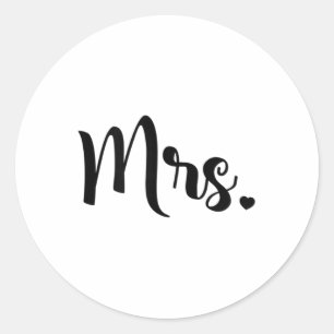 Womens Mrs. Engagement Wedding Bridal Shower Bride Classic Round Sticker