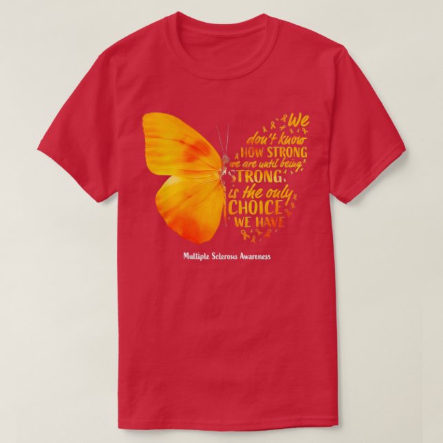Womens MS Butterfly Orange Ribbon Multiple Scleros T-Shirt (Design Front)