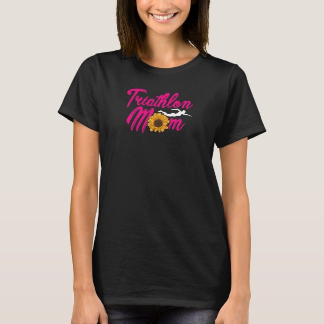 Womens Mum Graphic Run Bike Swim Triathlon Triathl T-Shirt (Front)