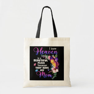 Womens Mum in Heaven Purple Butterfly Loss of Tote Bag