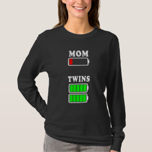 Womens Mum Low Battery Twins Full Charge Mothers T-Shirt