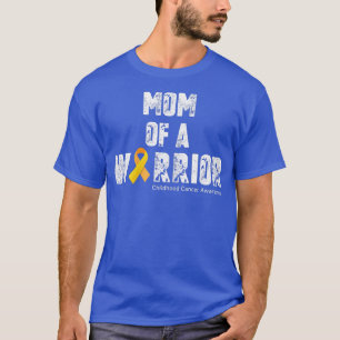 Womens Mum of a Warrior Childhood Cancer Mummy Rib T-Shirt