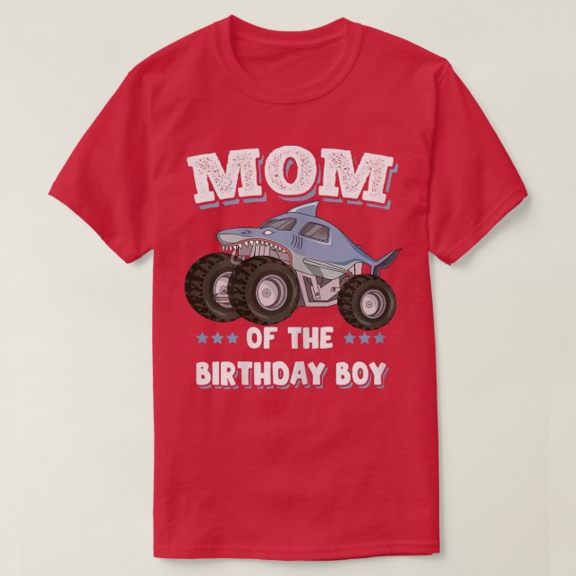 Womens Mum Of The Birthday Boy Fathers Monster Tru T-Shirt (Design Front)