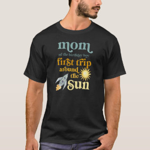 Womens Mum Outer Space 1st Birthday First Trip Aro T-Shirt