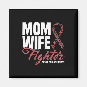 Womens Mum Wife Fighter Burgundy Ribbon Sickle Cel Magnet