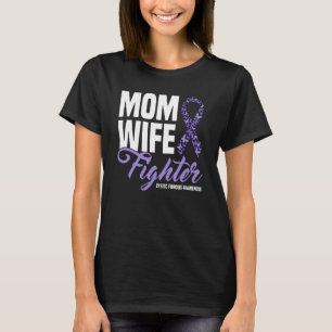 Womens Mum Wife Fighter Purple Ribbon Cystic Fibro T-Shirt