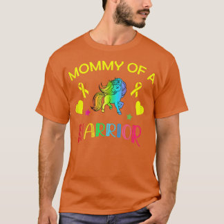 Womens Mummy of a Warrior Childhood Cancer unicorn T-Shirt