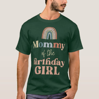 Womens Mummy of the Birthday Girl Boho Rainbow Par T-Shirt