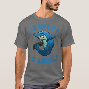 Womens Muscle Shark at the Gym Funny Respect the L T-Shirt