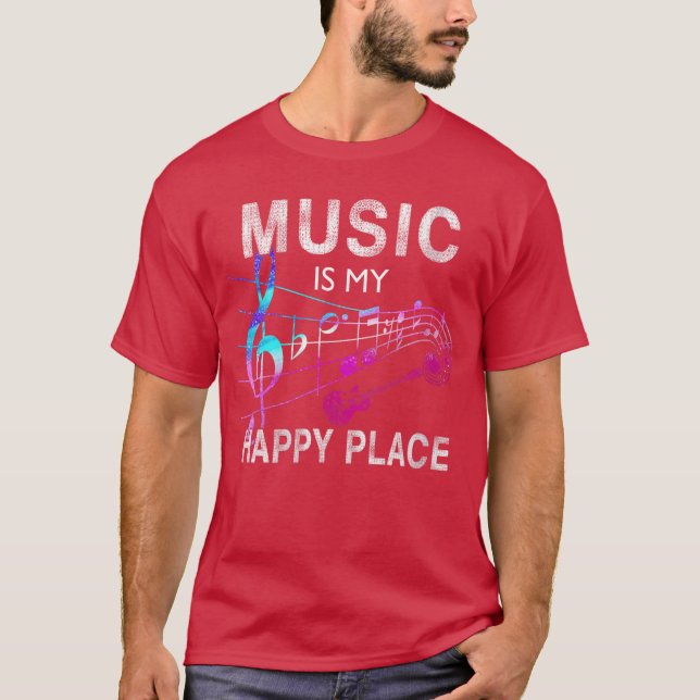 Womens Music Is My Happy Place Inspiring Music Nov T-Shirt (Front)