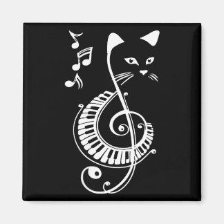 Womens Musical Cat Treble Clef Music Animal Lovers Magnet