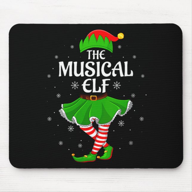 Womens Musical Elf Christmas Family Girls Women El Mouse Pad (Front)