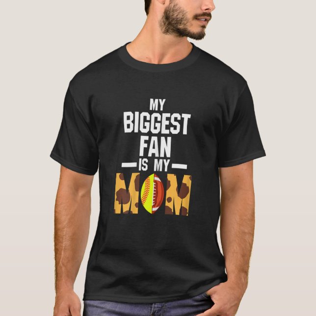 Womens My biggest fan is my mum softball football T-Shirt (Front)