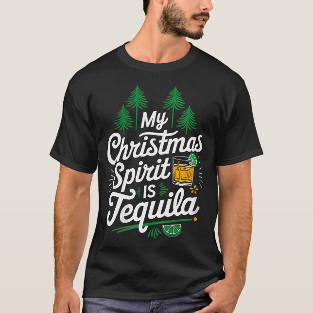Womens My Christmas Spirit Is Tequila Funny Mexica T-Shirt (Front)
