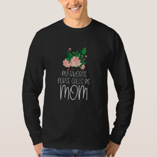 Womens My Favorite Nurse Calls Me Mom Christmas Pa T-Shirt