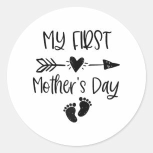 Womens My First Mother's Day For New Mum Pregnancy Classic Round Sticker