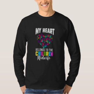 Womens My Heart Belongs To The Children Midwifery  T-Shirt