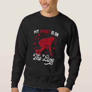 Womens My Heart Is On The Line Offensive Lineman V Sweatshirt