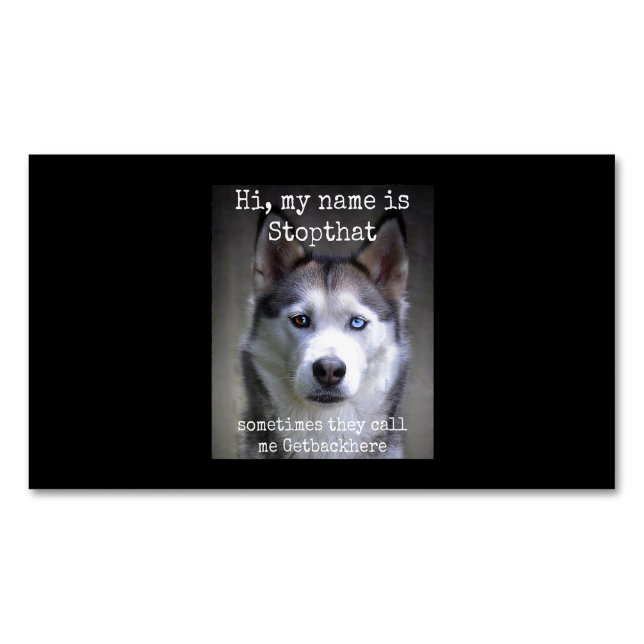 Womens My Name Is Stopthat Funny Hyper Siberian Magnetic Business Card (Front)