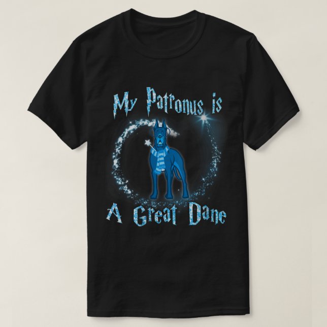 Womens My Patronus Is a Great Dane Dog Lovers VNec T-Shirt (Design Front)