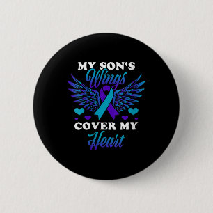 Womens My Sons Wings Cover My Heart Suicide Preven 6 Cm Round Badge
