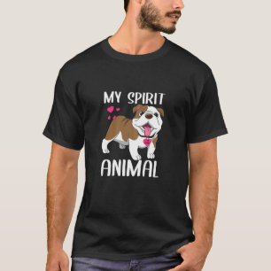 Womens My Spirit Animal Bulldog I Love Mum Necklac T-Shirt