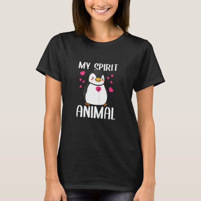 Womens My Spirit Animal Penguin I Love Mum Necklac T-Shirt (Front)