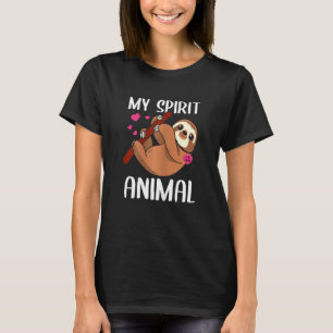 Womens My Spirit Animal Sloth I Love Mum Necklace T-Shirt
