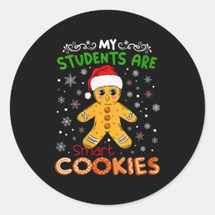 Womens My Students Are Smart Cookies Christmas Gin Classic Round Sticker