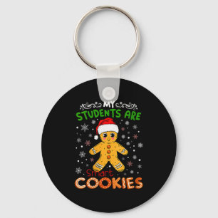 Womens My Students Are Smart Cookies Christmas Gin Key Ring