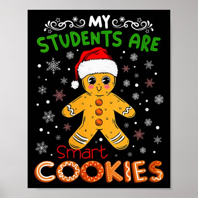 Womens My Students Are Smart Cookies Christmas Gin Poster (Front)
