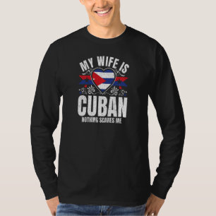Womens My Wife Is Cuban Pride Flag Heritage Roots  T-Shirt