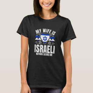 Womens My Wife Is Israeli Pride Flag Heritage Root T-Shirt