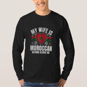 Womens My Wife Is Moroccan Pride Flag Heritage Roo T-Shirt