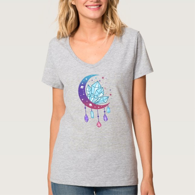 Womens Mystical half moon crystals gift for a T-Shirt (Front)