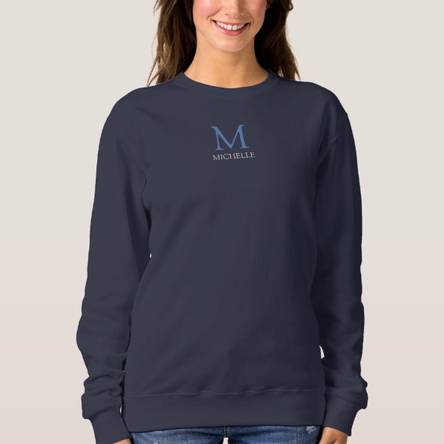 Womens Name Monogram Navy Blue Clothing Sweatshirt (Front)