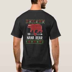 Womens Nana Bear Santa Red Plaid Family Pyjamas Fo T-Shirt