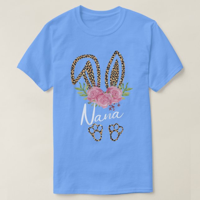 Womens Nana Bunny Ears Easter Day Cute Leopard Pri T-Shirt (Design Front)