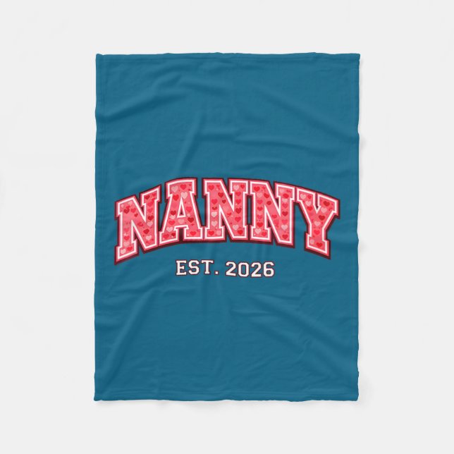 Women's Nanny Est Heart Pattern Artwork Fleece Blanket (Front)