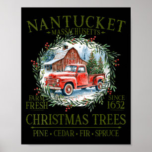 Womens Nantucket Ma Farm Fresh Christmas Trees Gre Poster