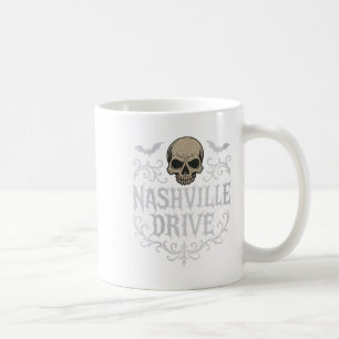 Womens Nashville Drive Skull And Bats V-neck Coffee Mug