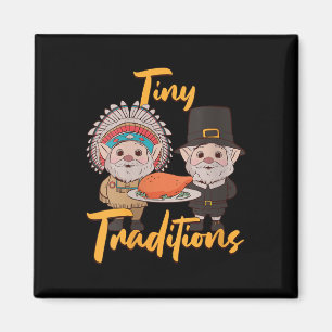 Womens Native American Thanksgiving Gnome Pilgrim  Magnet
