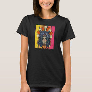 Womens native american women with feathers wolf ha T-Shirt