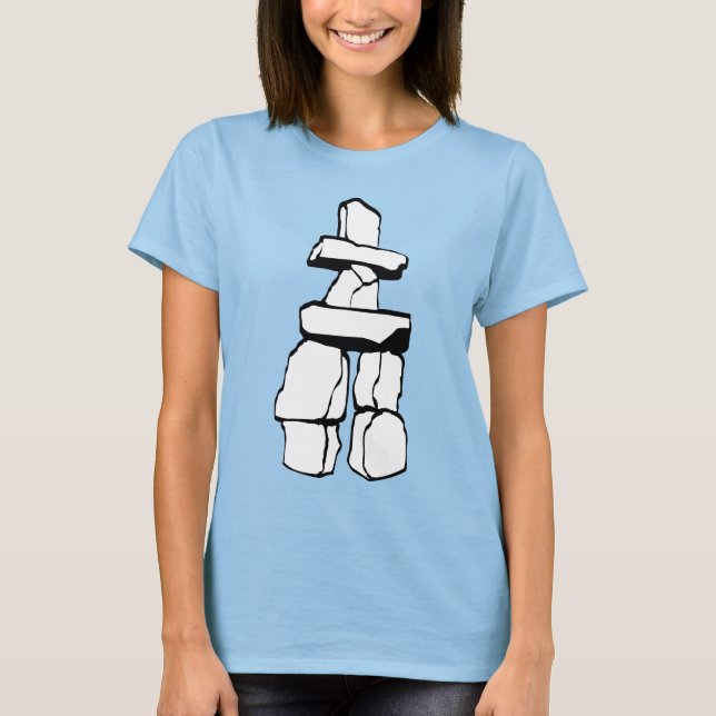 Women's Native Art T-shirt Inuit Inukshuk Shirt (Front)