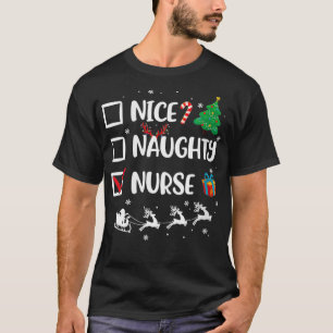 Womens Naughty Nice Nurse Christmas Funny Santa Ha T-Shirt