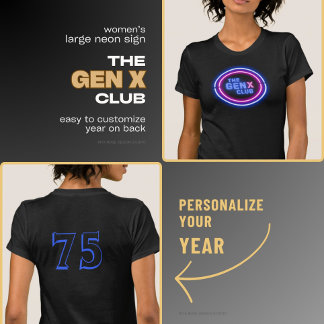 Womens Neon Sign THE GENX CLUB With Year T-Shirt