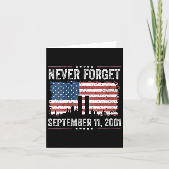 Womens Never Forget September 11 2001 Memorial Day Card (Front)