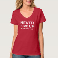 Womens Never Give Up Never Surrender V-Neck Red